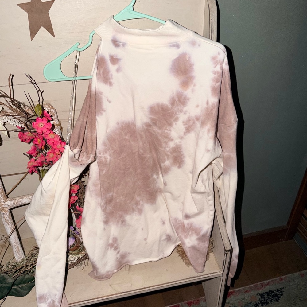 Tie-Dye Long Sleeve Top - Neutral Taupe/White by Gilded Intent